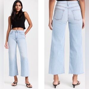 ASKK NY High Waist Crop Wide Leg Frayed Hem Zuma Denim Jeans Size 34